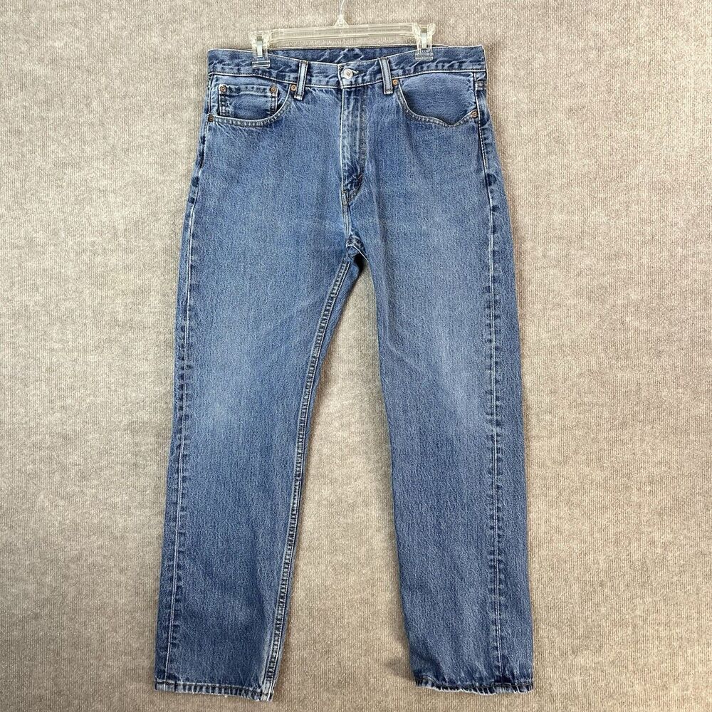 Levis 505 Jeans Mens Size 36x32 Blue Medium Wash Regular Fit Straight Leg Denim